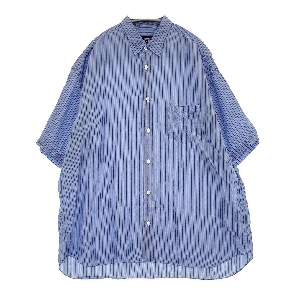 COMME des GARCONS HOMME キュプラストライプ 製品加工 定価42900円 AD 2025 半袖シャツ 25 SS ライトブルー メンズ コムデギャルソンオム 5-1118 S