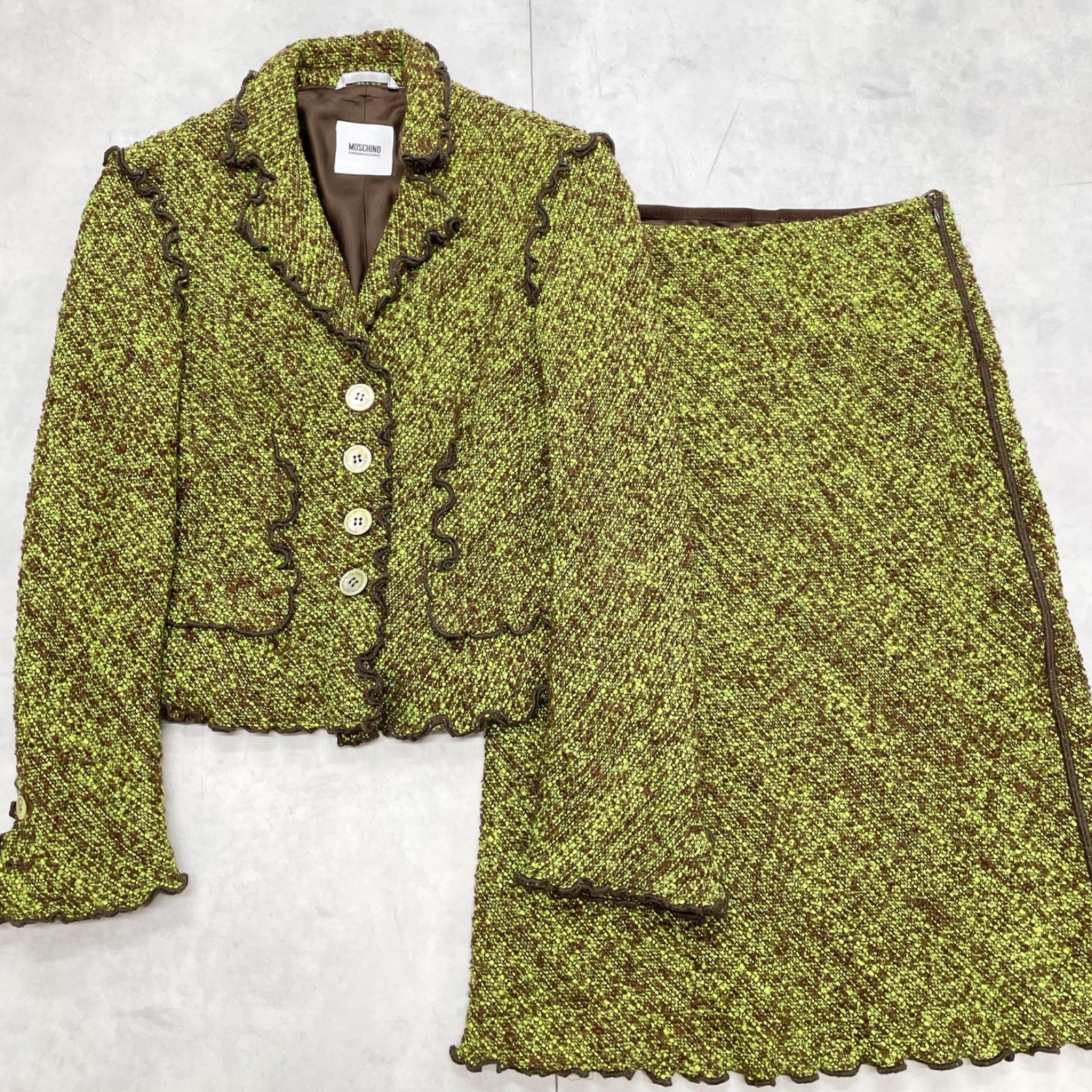 MOSCHINO モスキーノ セットアップ フリル ツイード モヘヤ ショップ