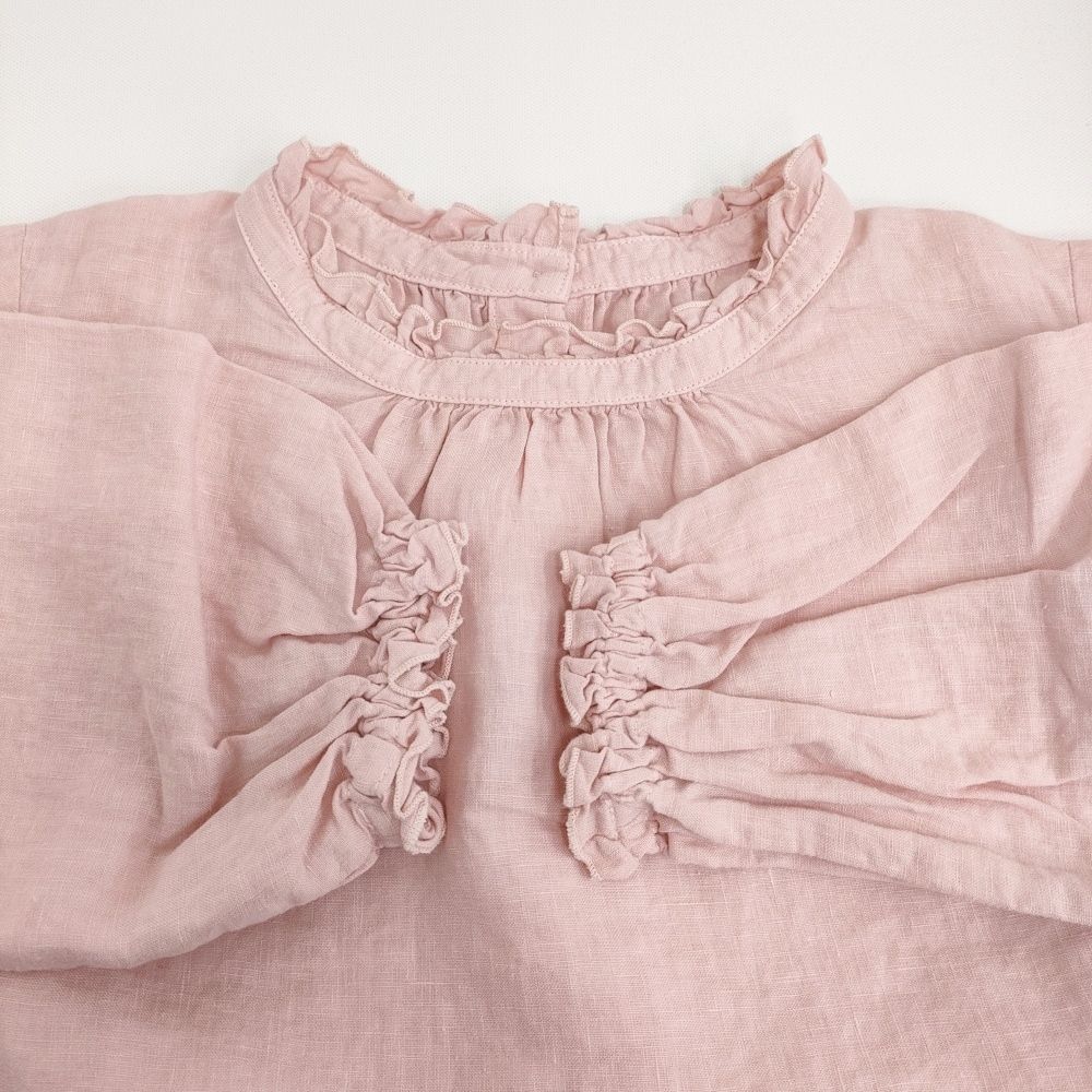 nest Robe バラ染めリネンスタンドフリルブラウス 定価19800円 01231-1309 ブラウス シャツ 23SS ピンク レディース ネストローブ【中古】5-1118M♪ nest Robe バラ染めリネンスタンドフリルブラウス 定価19800円 01231