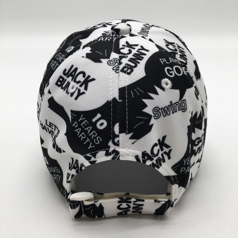ジャックバニー キャップ 白×黒 総柄 ロゴ 英字 FR ゴルフウェア Jack
