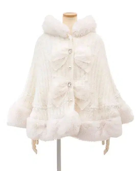 12/3までリズリサ ビッグリボン 白 ポンチョ ケープコート 量産型 地雷