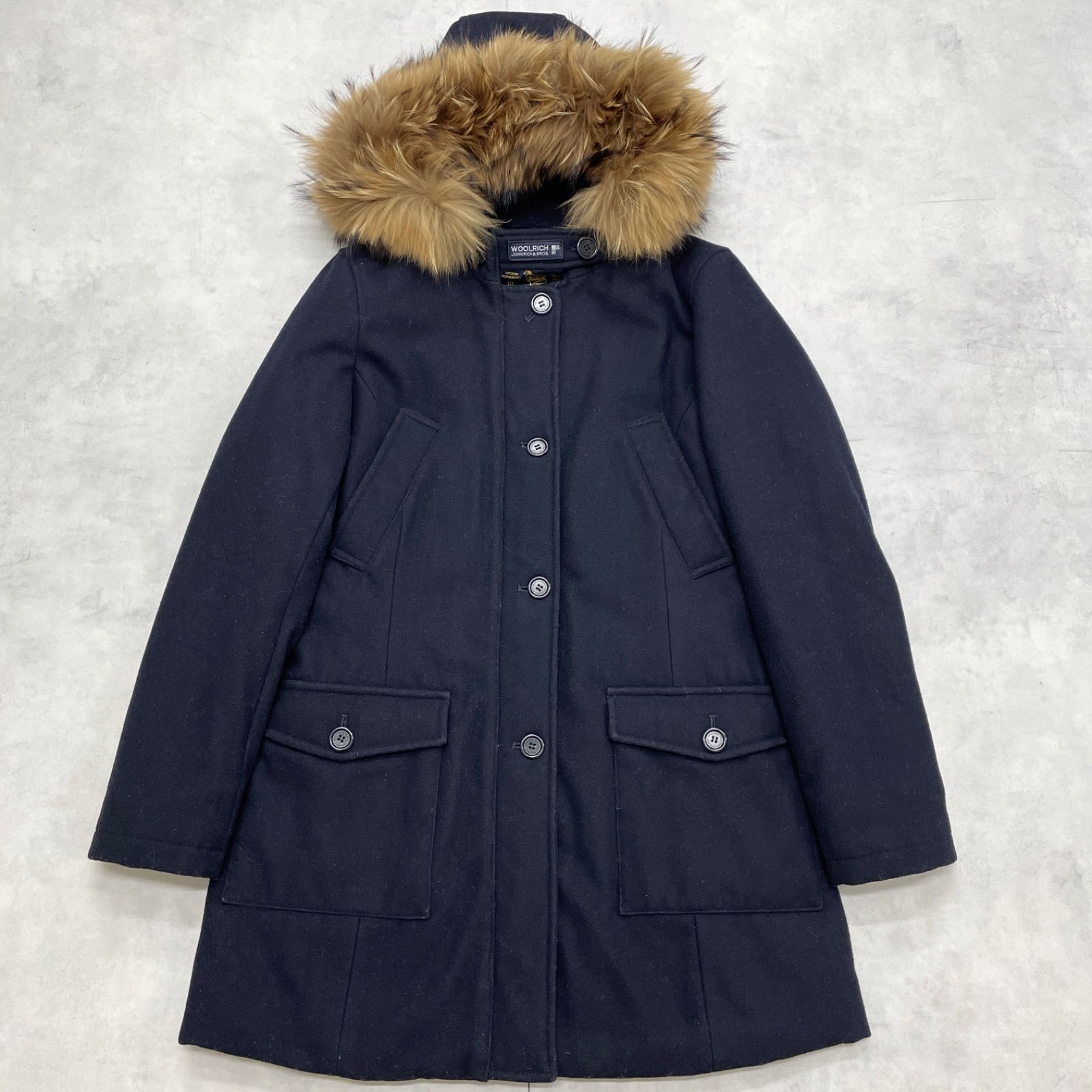 WOOL RICHネイビー トレンチコート フード付き フード付きカジュアル 