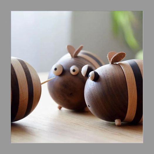 3点 楊枝入れ 木製 はち ハチ つまようじホルダー 爪楊枝ケース つまようじ入れ 爪楊枝入れ 楊枝 収納 蓋付き 木のオブジェ 木製オブジェ ウッド ミツバチ 蜜蜂 かわいい お洒落 北欧 北欧風 キッチン雑貨 ギフト プレゼント