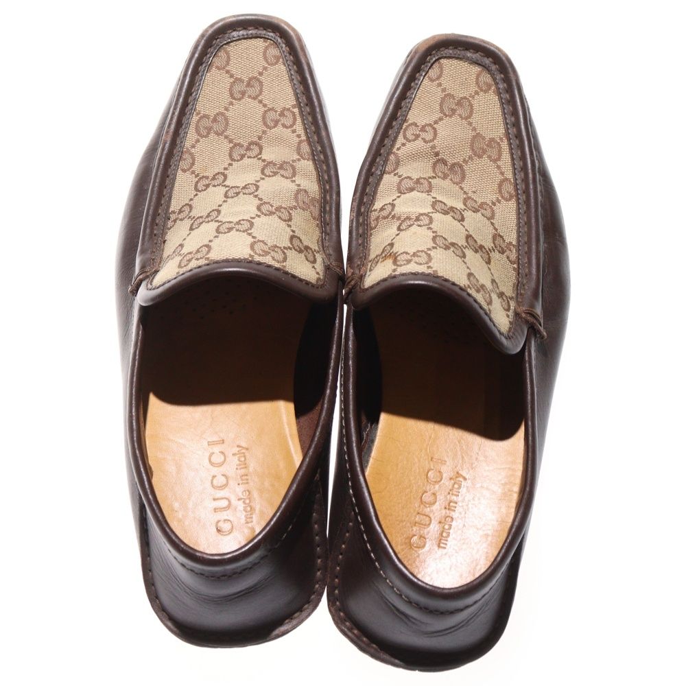 GUCCI (グッチ) GGキャンバス ドライビングシューズ ブラウン 153991