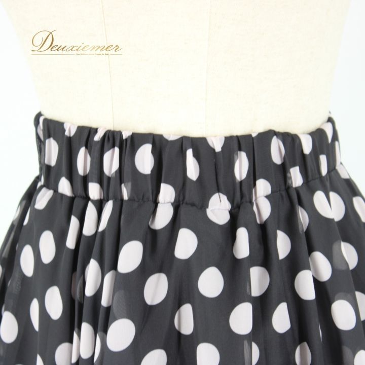社交ダンス用フレアスカート 黒と白の水玉 社交ダンス 衣装 スタンダード スカート レッスンウェア オール