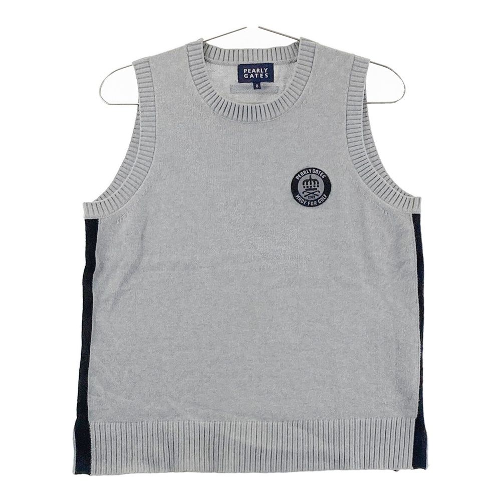 サイズ：0 PEARLY GATES パーリーゲイツ ニットベスト ワッペン グレー