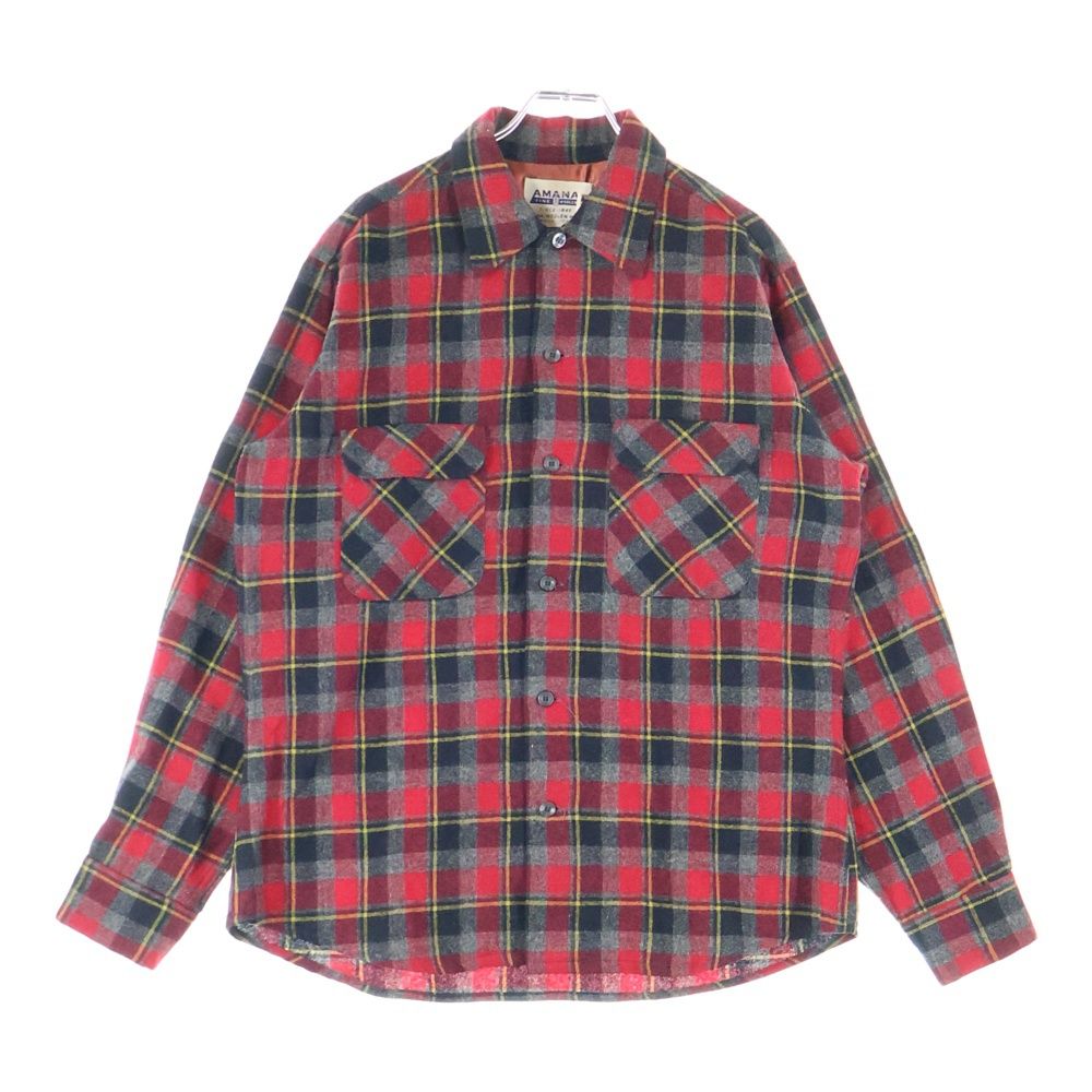 VINTAGE ヴィンテージ 50 S AMANA WOOL L SHIRT アマナ ウール 長袖シャツ レッド ブラック イエロー