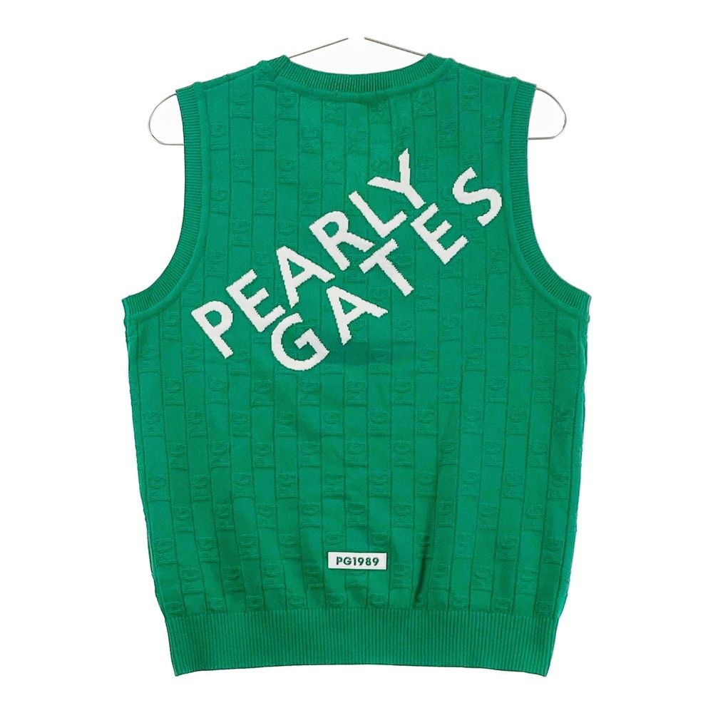 サイズ 0 PEARLY GATES パーリーゲイツ モデル ニットベスト 総柄 グリーン系 ゴルフウェア レディース ストスト