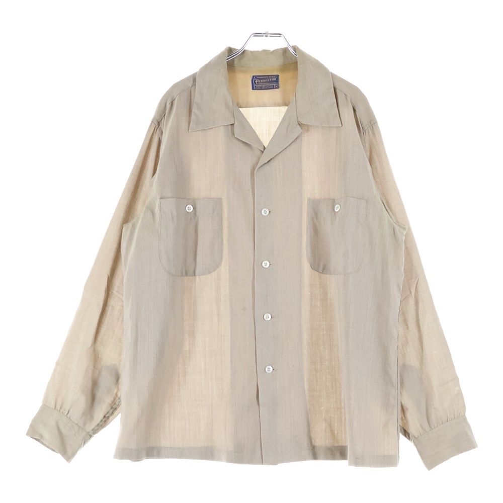 ペンドルトン 50 S VINTAGE WOOL L SHIRT ビンテージ ウール 長袖シャツ ソリット ブラウン