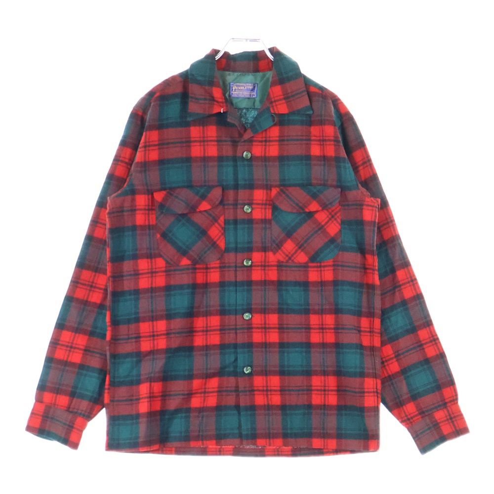ペンドルトン 50 S VINTAGE WOOL L CHECK SHIRT ヴィンテージ ウール チェック 長袖シャツ レッド グリーン