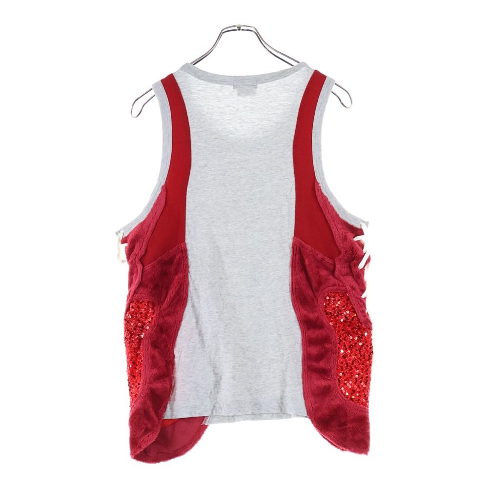 COMME des GARCONS HOMME PLUS コムデギャルソンオムプリュス 18 SS AD 2017 スパンコールデザイン サイドレース タンクトップ グレー レッド PA-T 018