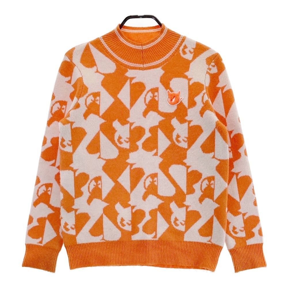 サイズ：3 WAAC ワック ハイネック 長袖ニットセーター 総柄 オレンジ
