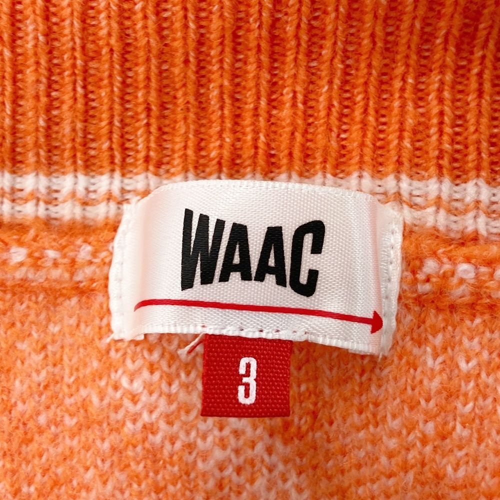 サイズ：3 WAAC ワック ハイネック 長袖ニットセーター 総柄 オレンジ