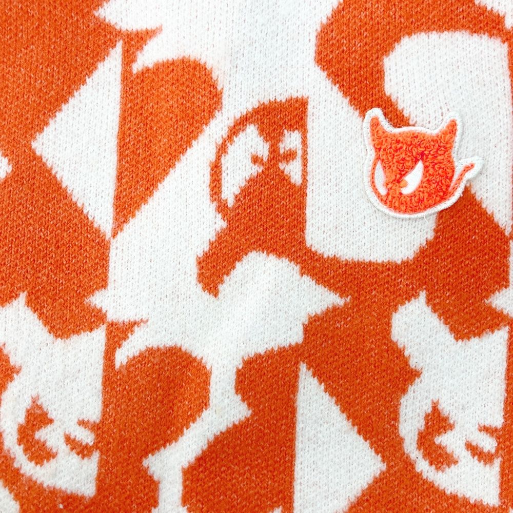 サイズ：3 WAAC ワック ハイネック 長袖ニットセーター 総柄 オレンジ
