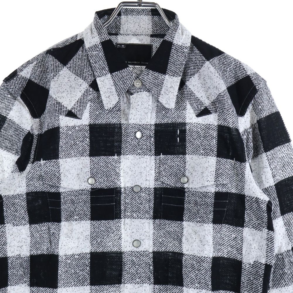 Number (N)ine 長袖ネルシャツ ブラック/ホワイトチェック n(n) by NUMBER (N)INE (エヌエヌバイナンバーナイン) チェック柄