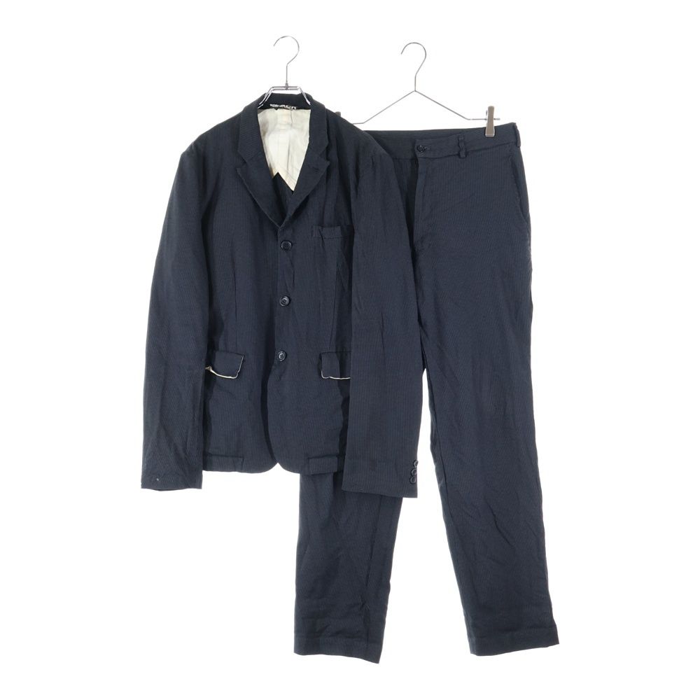 BLACK COMME des GARCONS ブラックコムデギャルソン 11 AW AD 2011 レーヨン混 マイクロストライプ 3 B シングルテーラードジャケット スラックスパンツ セットアップ ブラック 1 H J 206 P