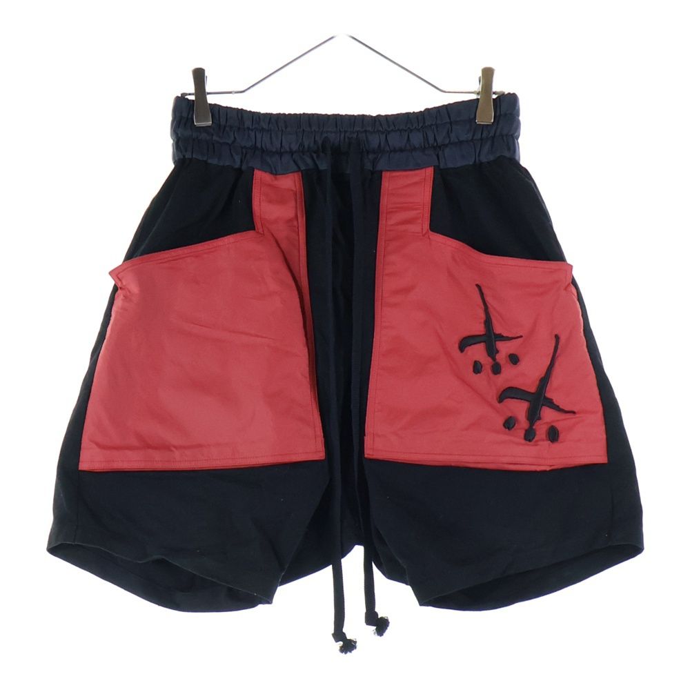 cvtvlist カタリスト ナイロン切替 モチーフ刺繍 サルエルショーツ ハーフパンツ ブラック レッド