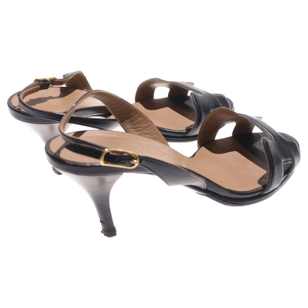 HERMES (エルメス) オラン レザー Hロゴ ヒール ストラップ サンダル