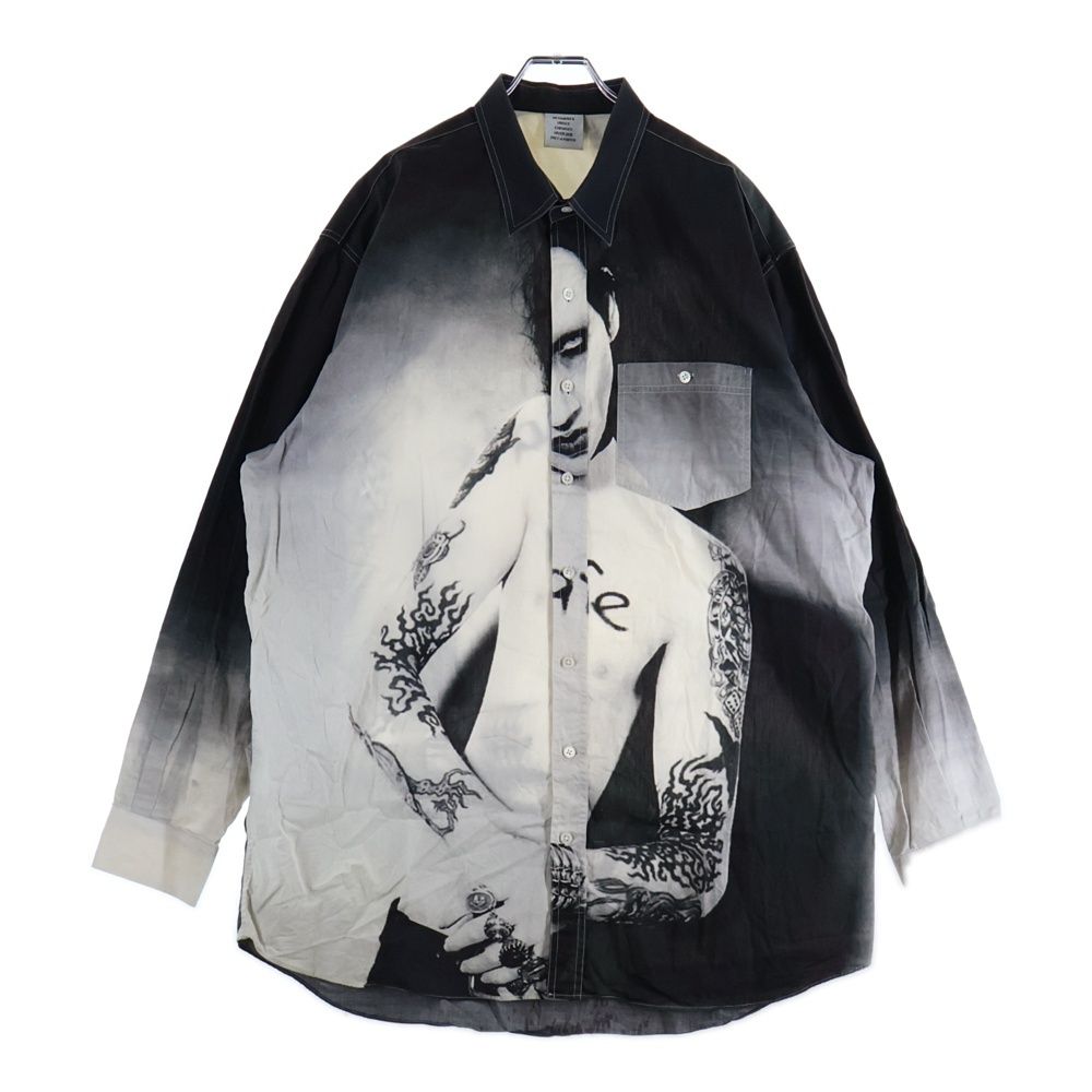 ヴェトモン 18 AW Marilyn Manson マリリンマンソン 総柄デザイン 長袖シャツ ブラック