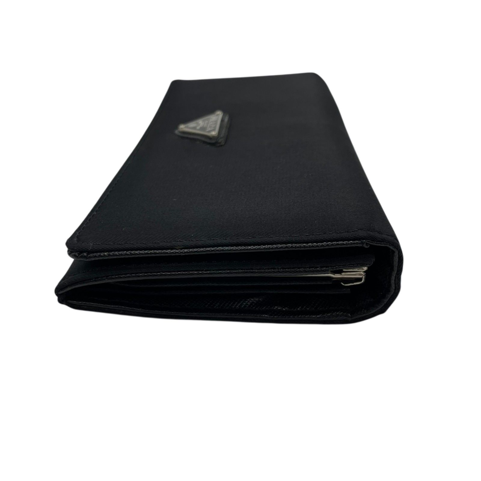 プラダ PRADA ナイロン レザー 長財布 ブラック黒 三角ロゴプレート