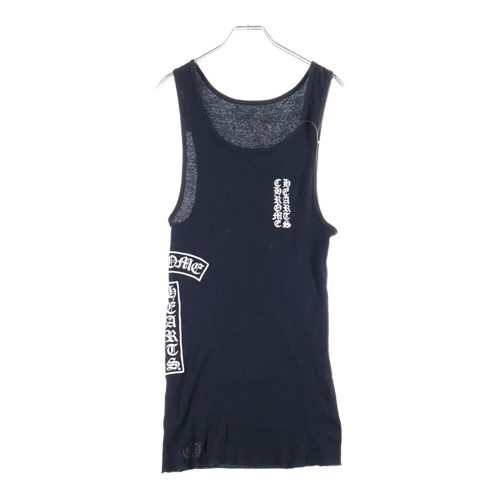 CHROME HEARTS クロムハーツ RIBBED TANK TOP スクロールプリント タンクトップ ノースリーブシャツ ブラック