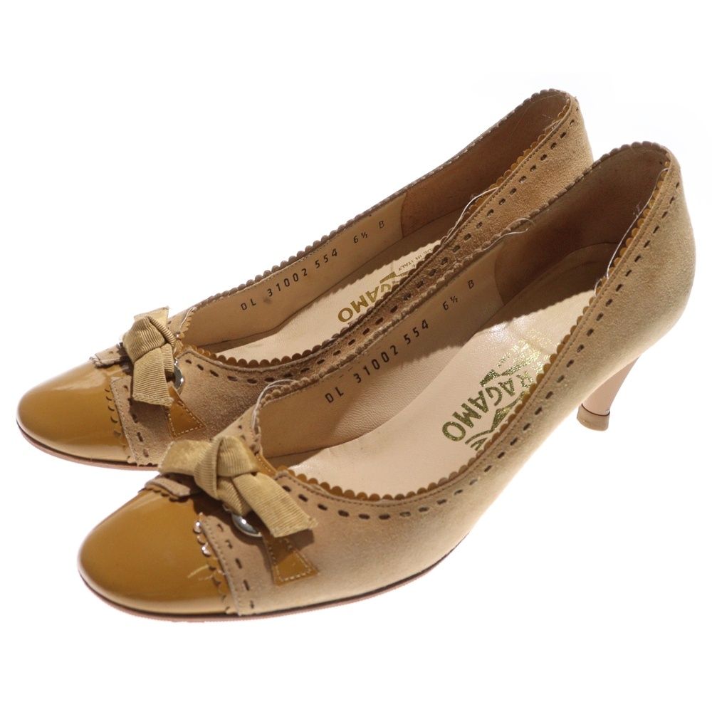 ■ □ 44139★年 サルバトーレフェラガモ パンプス リボン スエード □ □ 44139☆年 サルバトーレフェラガモ パンプス リボン スエード