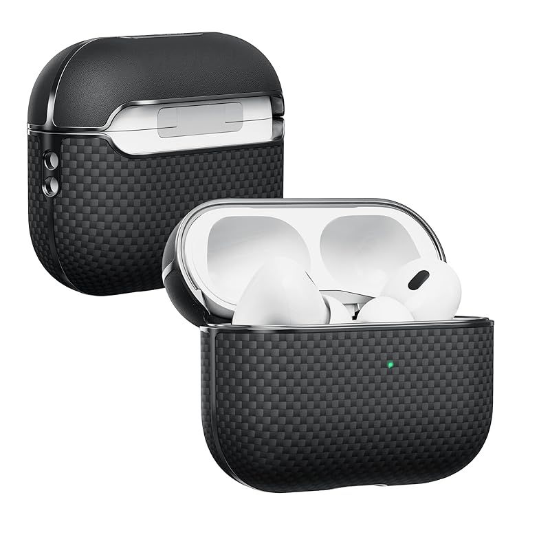 PITAKA AirPods Pro 2対応ケース MagSafe対応 MagEZ Case エアポッツプロ 保護カバー 2 2025 ケースワイヤレス充電 LEDライトが見える 耐衝撃 アラミド繊維製 カーボン風デザイン フィット