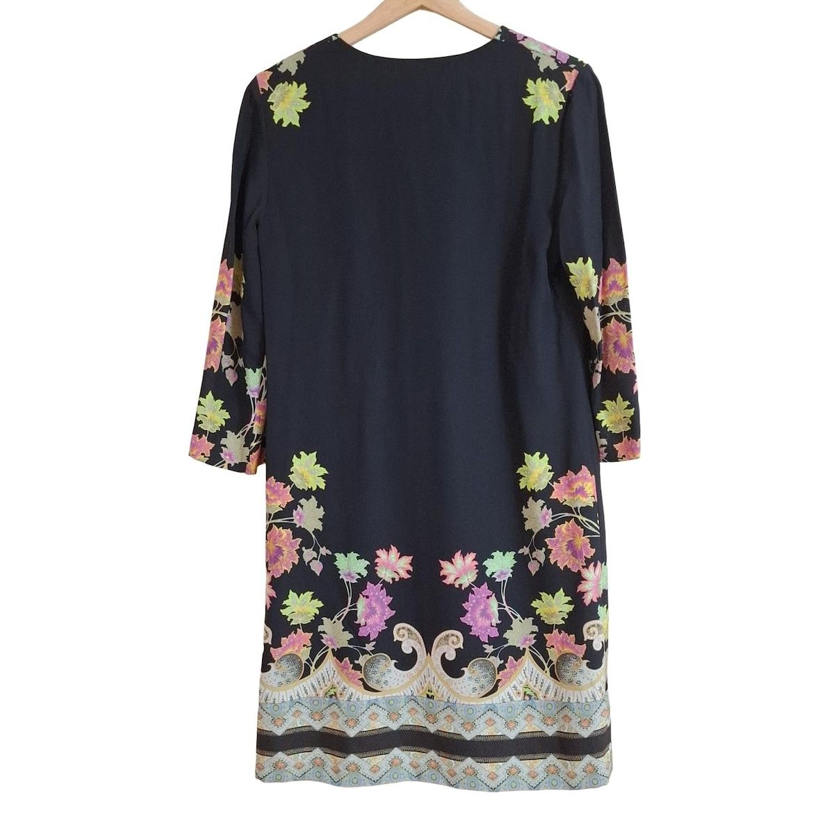 ETRO(エトロ) ワンピース サイズ42 M レディース - 黒×マルチ 七分袖