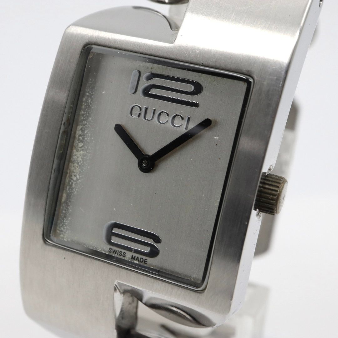 グッチ GUCCI 2055 G レディース腕時計 シルバー文字盤 ステンレススチール バングルウォッチ スイス製 クォーツ モダンデザイン ヴィンテージ 10