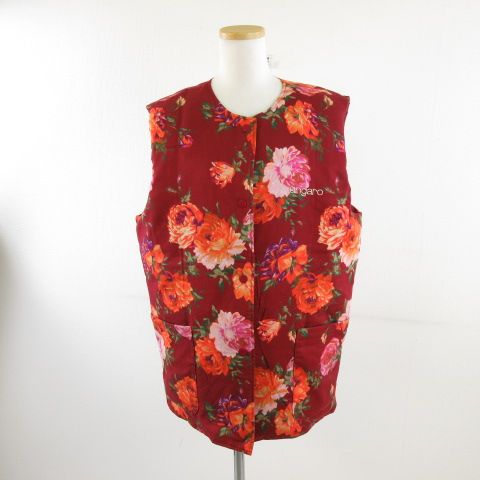 ウンガロ UNGARO ダウンベスト 花柄 赤 F A 863