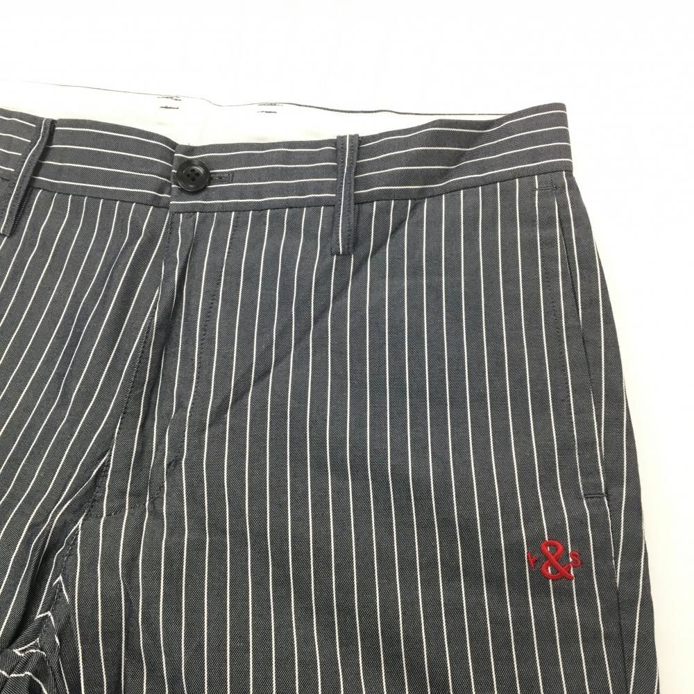 美品】ラフアンドスウェル パンツ ネイビー系×白 ストライプ メンズ S