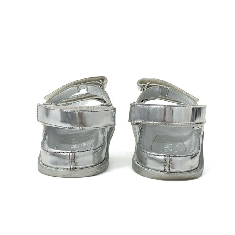 シャネル CHANEL サンダル 靴 シューズ レザー シルバー ココマーク