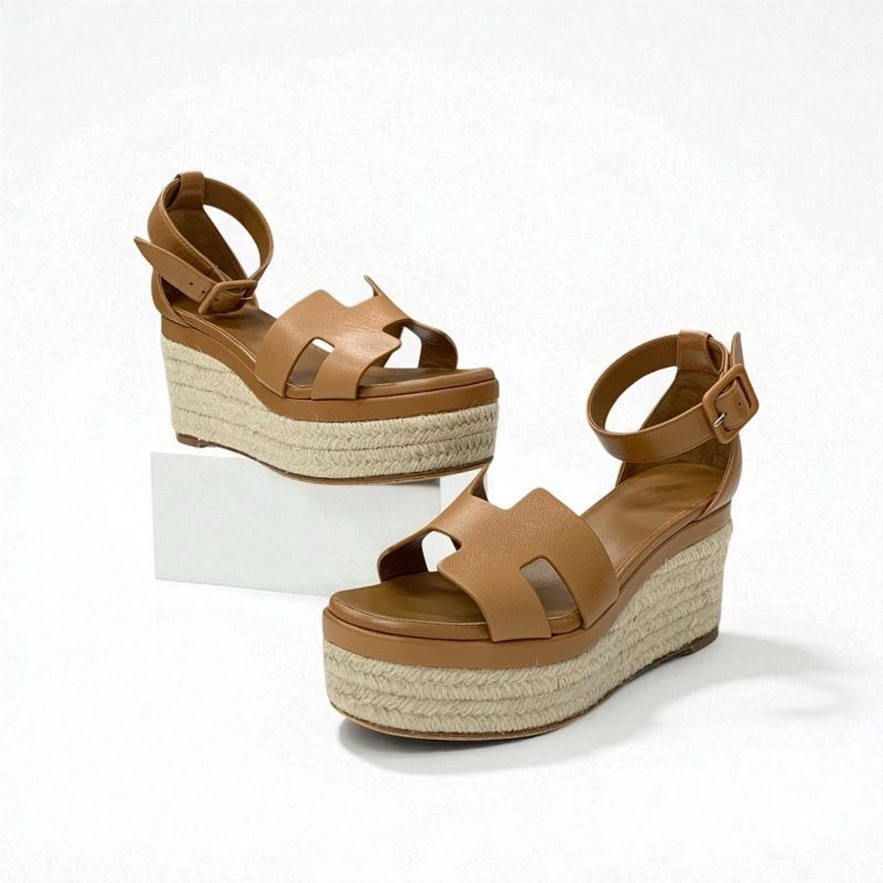 エルメス HERMES エルダ サンダル 靴 シューズ レザー ブラウン