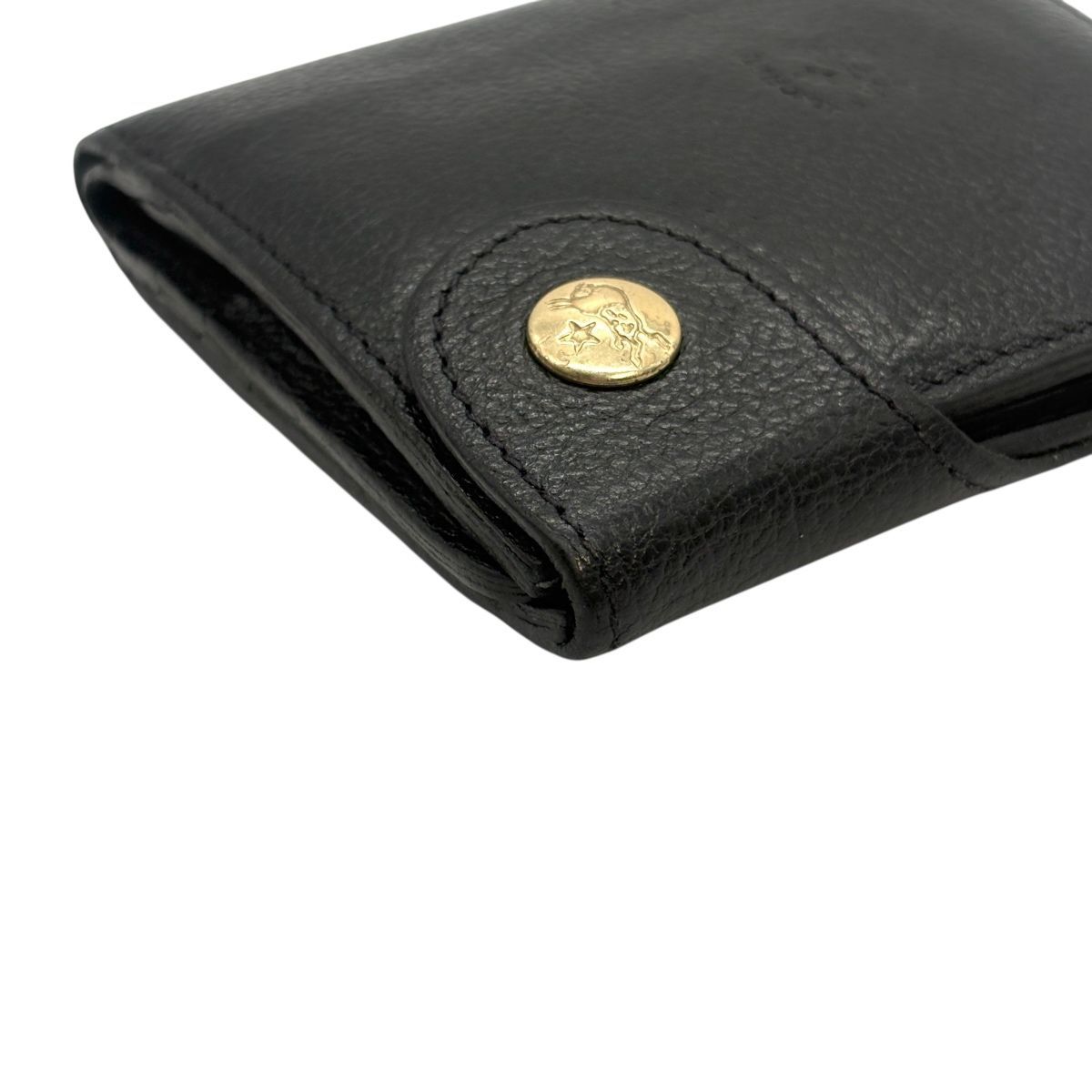 ♪3584 イルビゾンテ レザー 二つ折り財布 ブラック ウォレット 中古