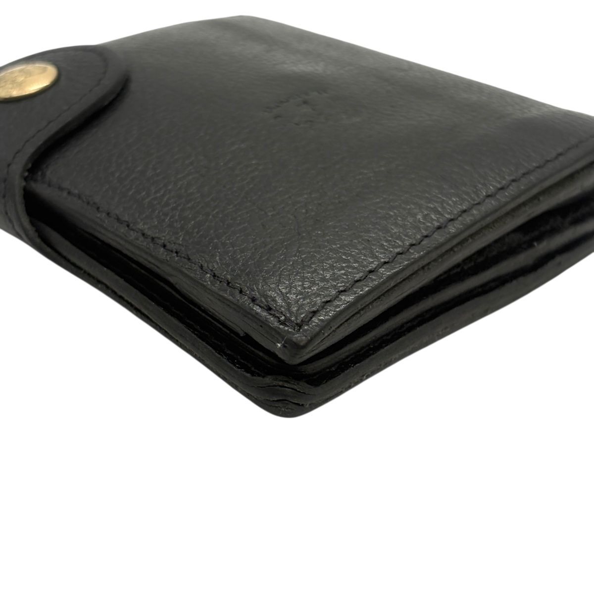 ♪3584 イルビゾンテ レザー 二つ折り財布 ブラック ウォレット 中古