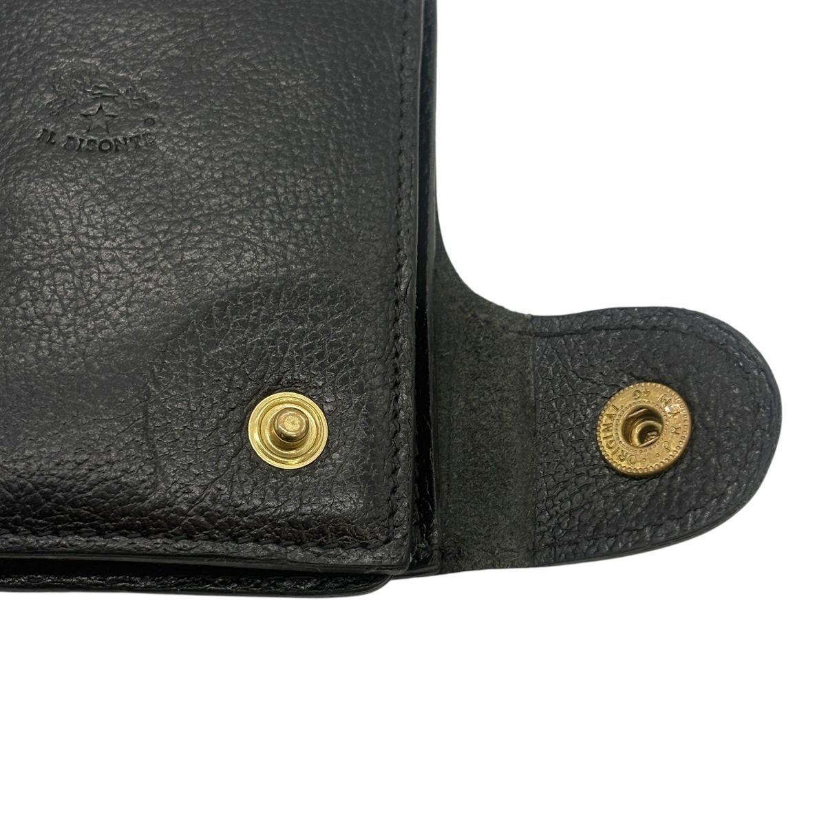 ♪3584 イルビゾンテ レザー 二つ折り財布 ブラック ウォレット 中古