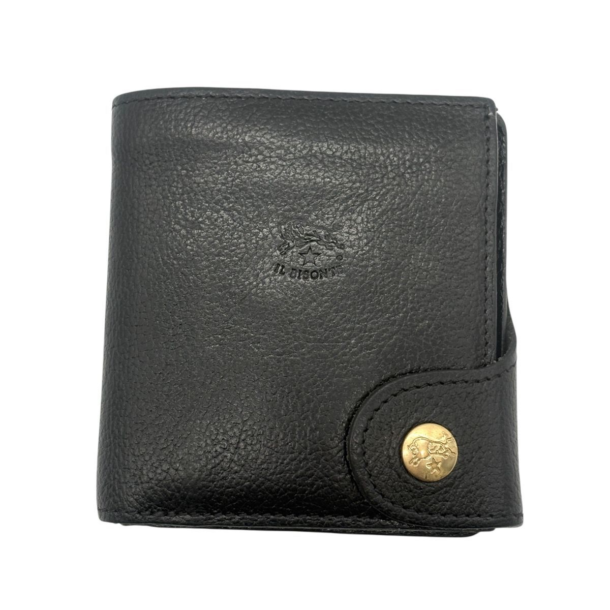 ♪3584 イルビゾンテ レザー 二つ折り財布 ブラック ウォレット 中古