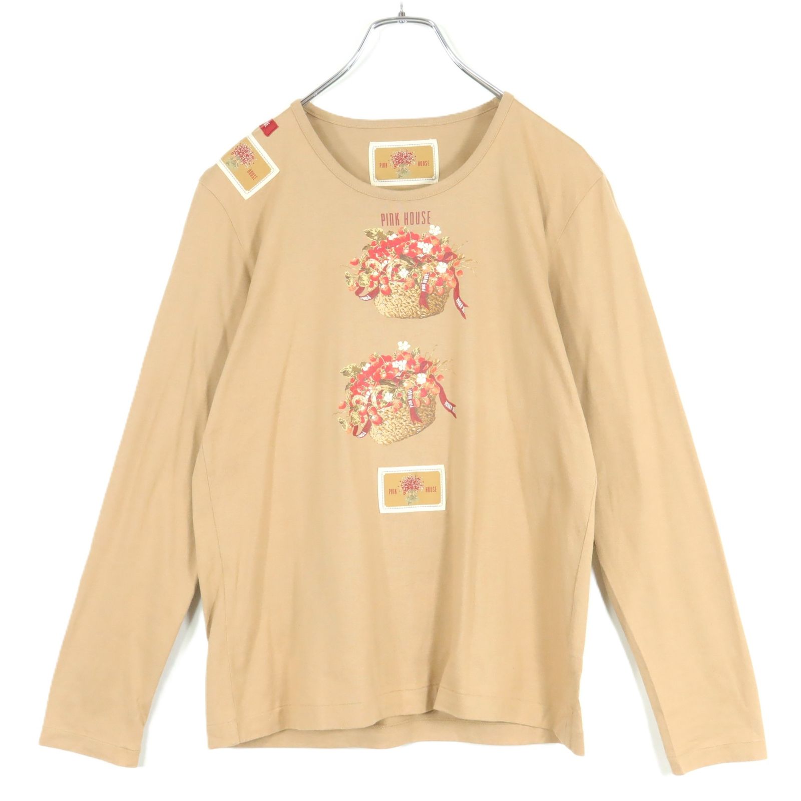 ピンクハウス☆いちごpt♪長袖カットソー 大きいサイズL 薄茶系