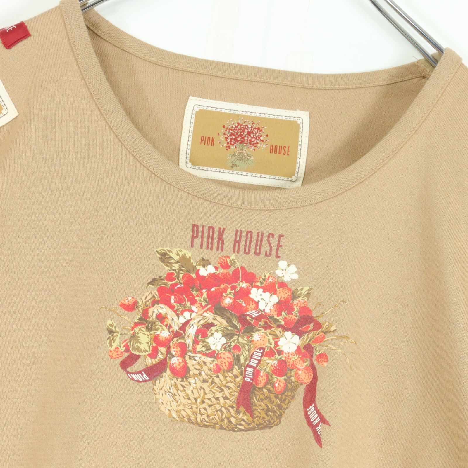 ピンクハウス☆いちごpt♪長袖カットソー 大きいサイズL 薄茶系