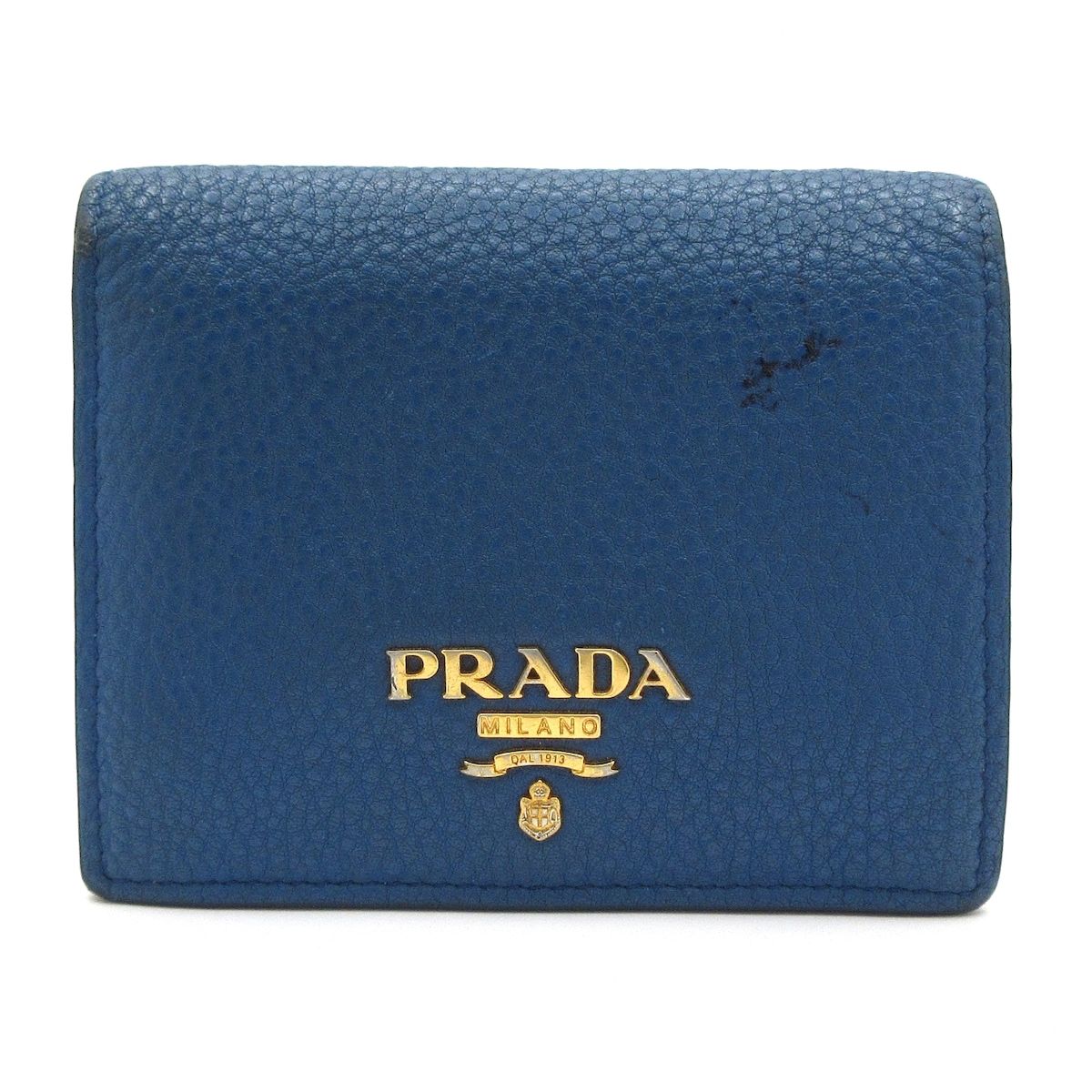 PRADA プラダ 2つ折り財布 - 1 MV 204 ブルー×ライトブラウン レザー