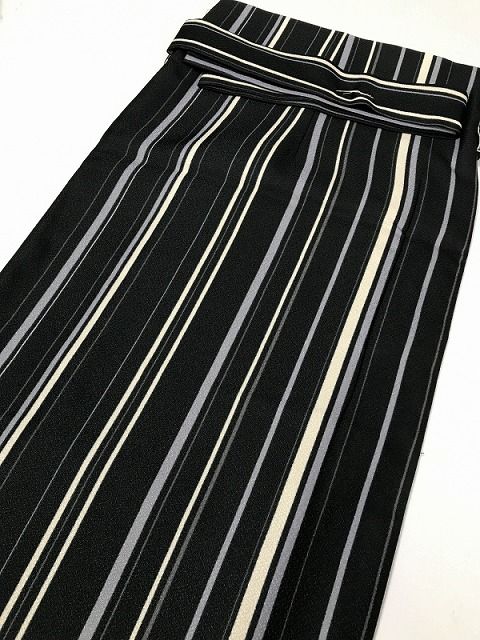  Lサイズ 小紋 化繊 濃紺地に縞模様 二部式 その他 着物