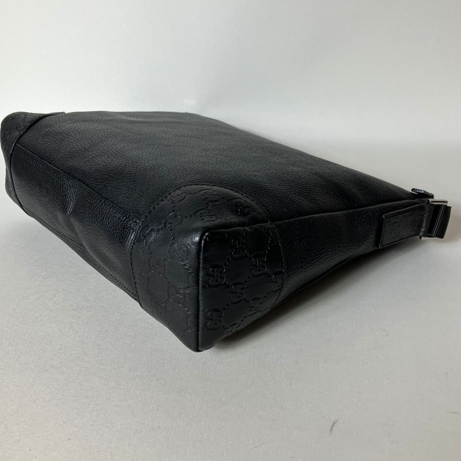 2511-48｜美品｜グッチ GGシマ ショルダーバッグ レザー ブラック