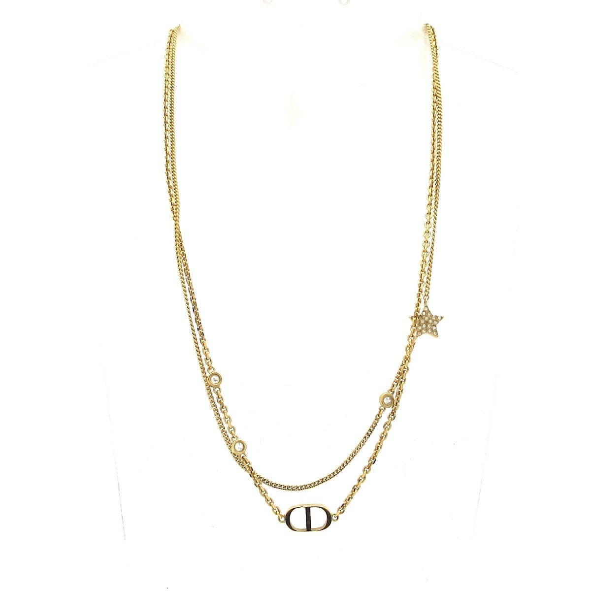 ディオール/クリスチャンディオール ネックレス美品 プチ CD ダブル