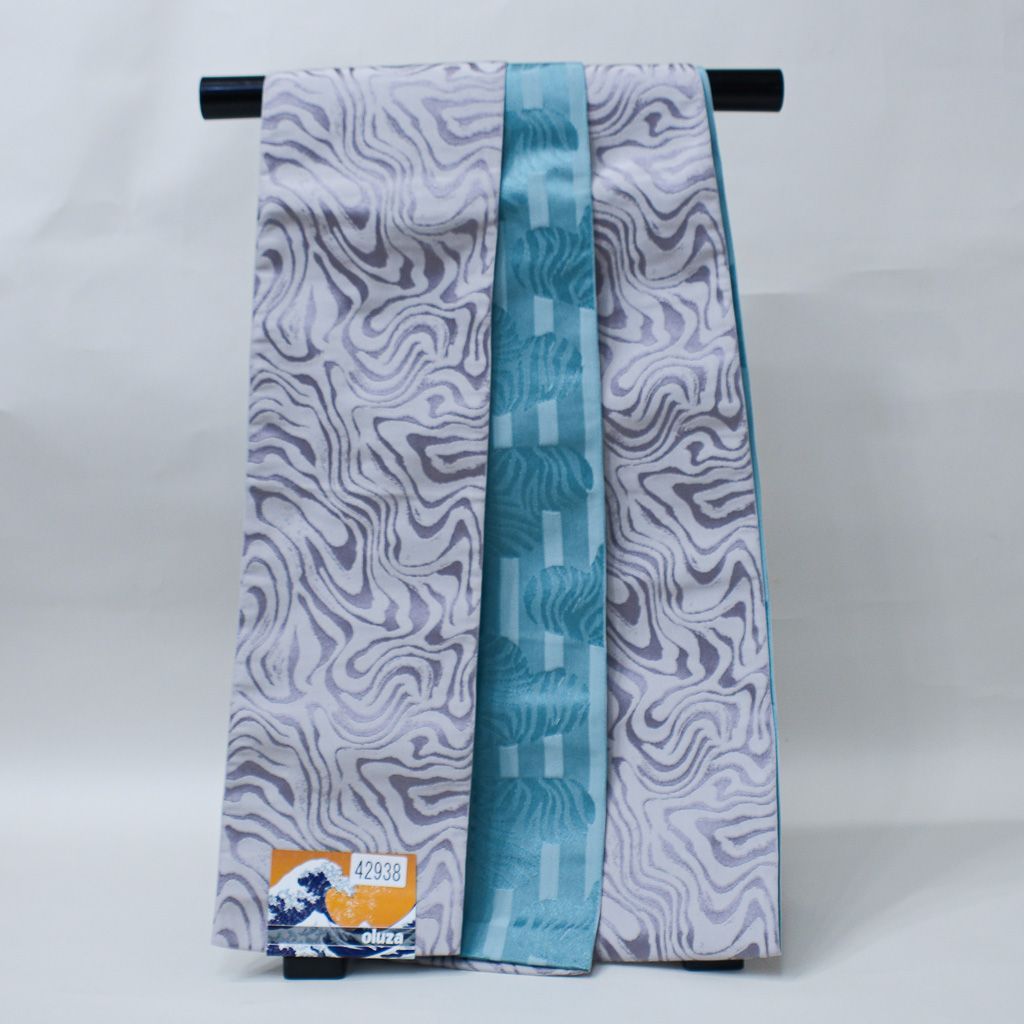 半幅帯 長尺約4.4m 浴衣帯 細帯 日本製 ポリエステル100％ 袷 グレー