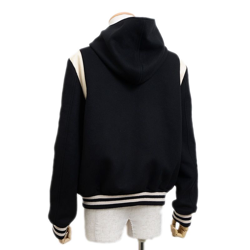 セリーヌ フード付きテディジャケット スタジャン ウール カシミヤ ブラック 2