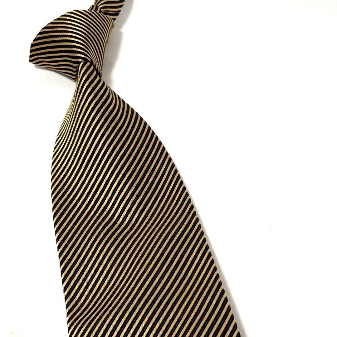極美品✨ ジョルジオアルマーニ ネクタイ ストライプ ゴールド - メルカリ