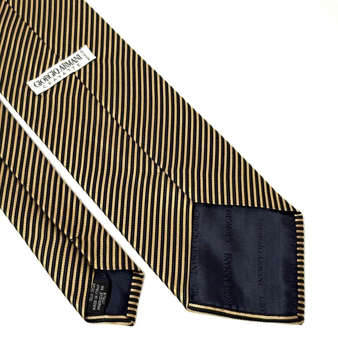 極美品✨ ジョルジオアルマーニ ネクタイ ストライプ ゴールド - メルカリ