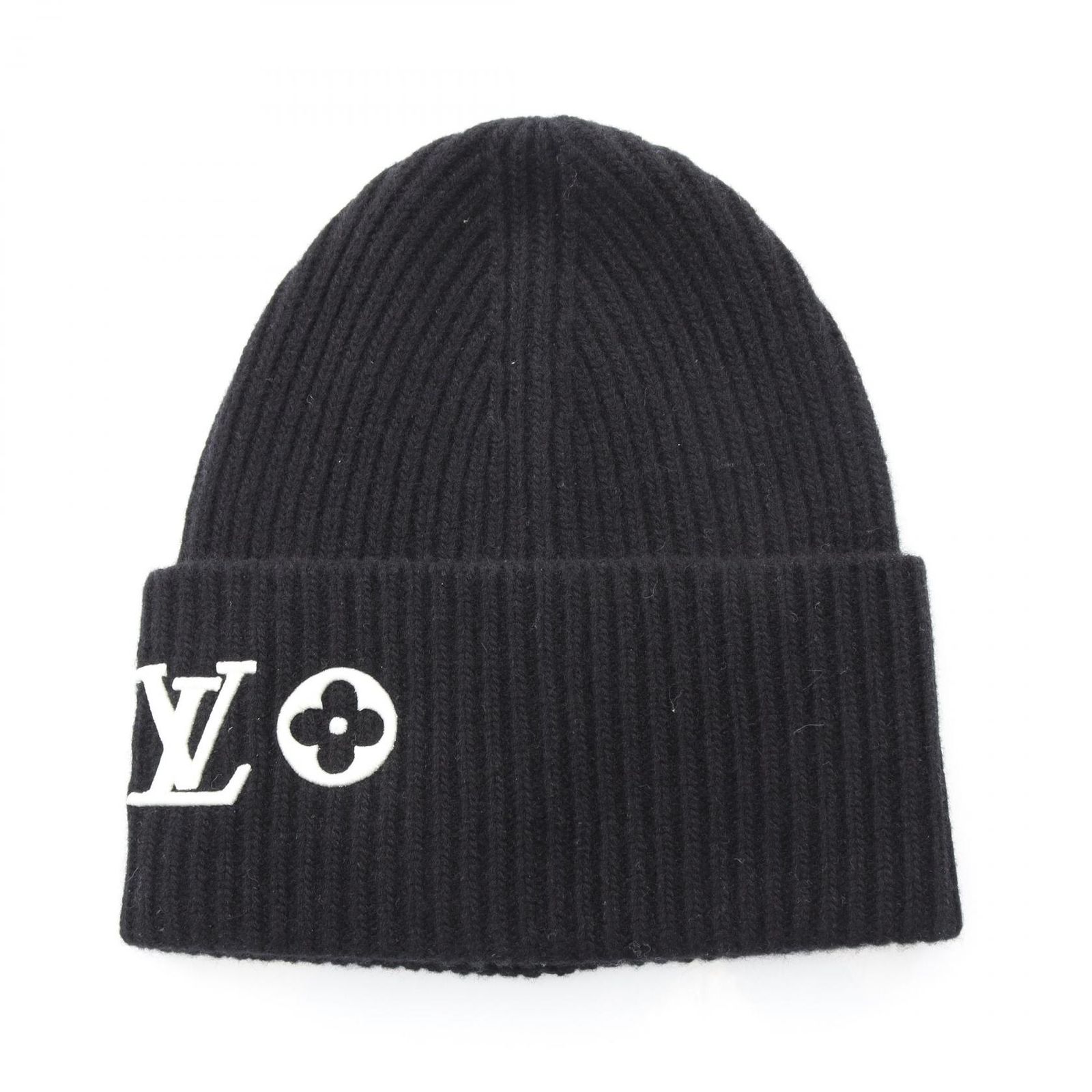 ルイ ヴィトン LOUIS VUITTON ニットキャップ LVヘッドライン M 77872 ブラック ウール ビーニー LV ヘッドライン レディース A