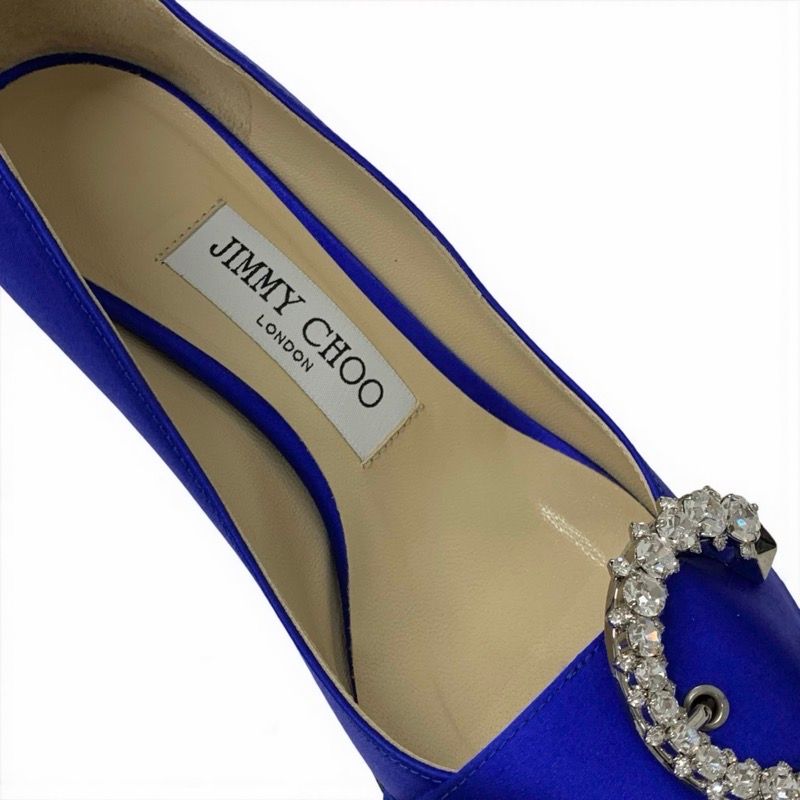 ジミーチュウ JIMMY CHOO MELVA パンプス 靴 シューズ サテン ブルー JCロゴ ビジュー ジミーチュウ JIMMY CHOO MELVA パンプス 靴 シューズ サテン ブルー