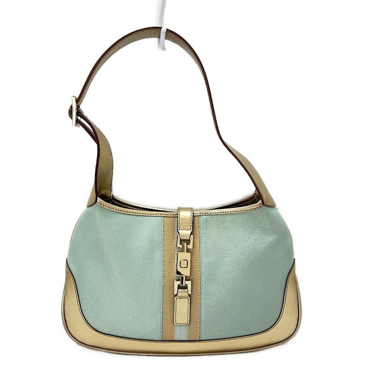 GUCCI グッチ ショルダーバッグ ジャッキー 0013735 ライトブルー×ゴールド レザー